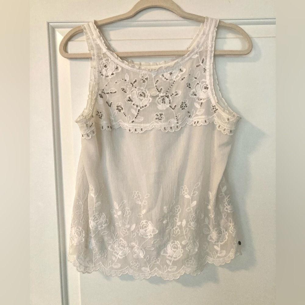 Sheer Embellished Lace Tank Top